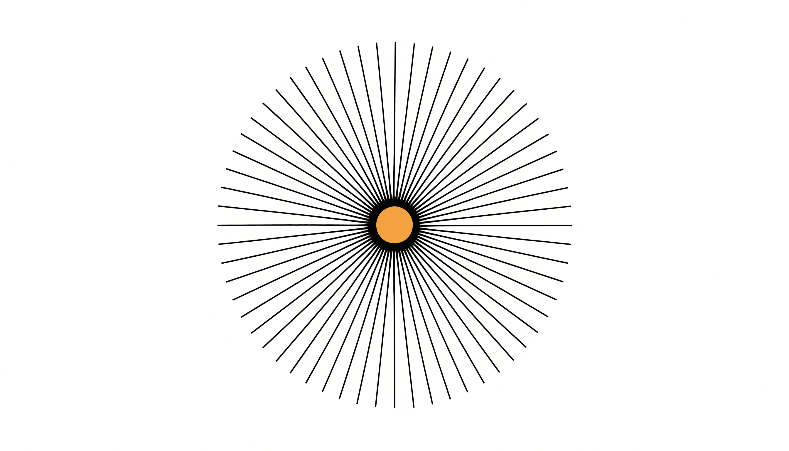 Thin lines radiating outward from a small yellow circle at the centre.