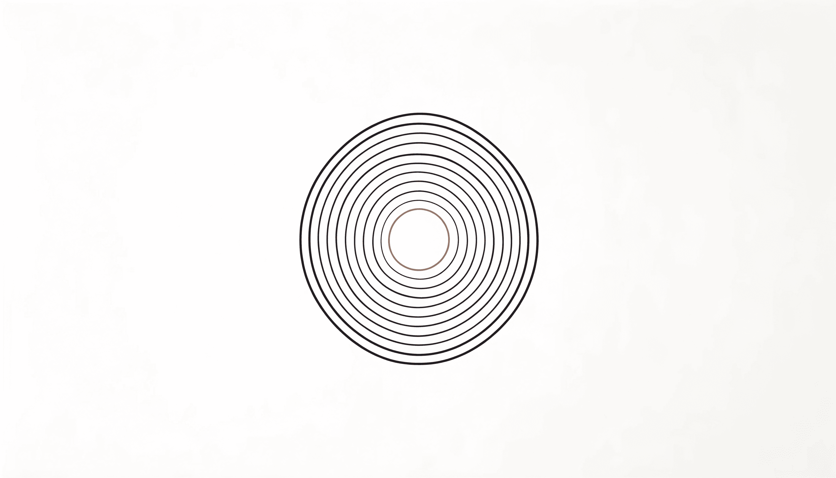 Concentric thin rings with one of the rings drawn in yellow.