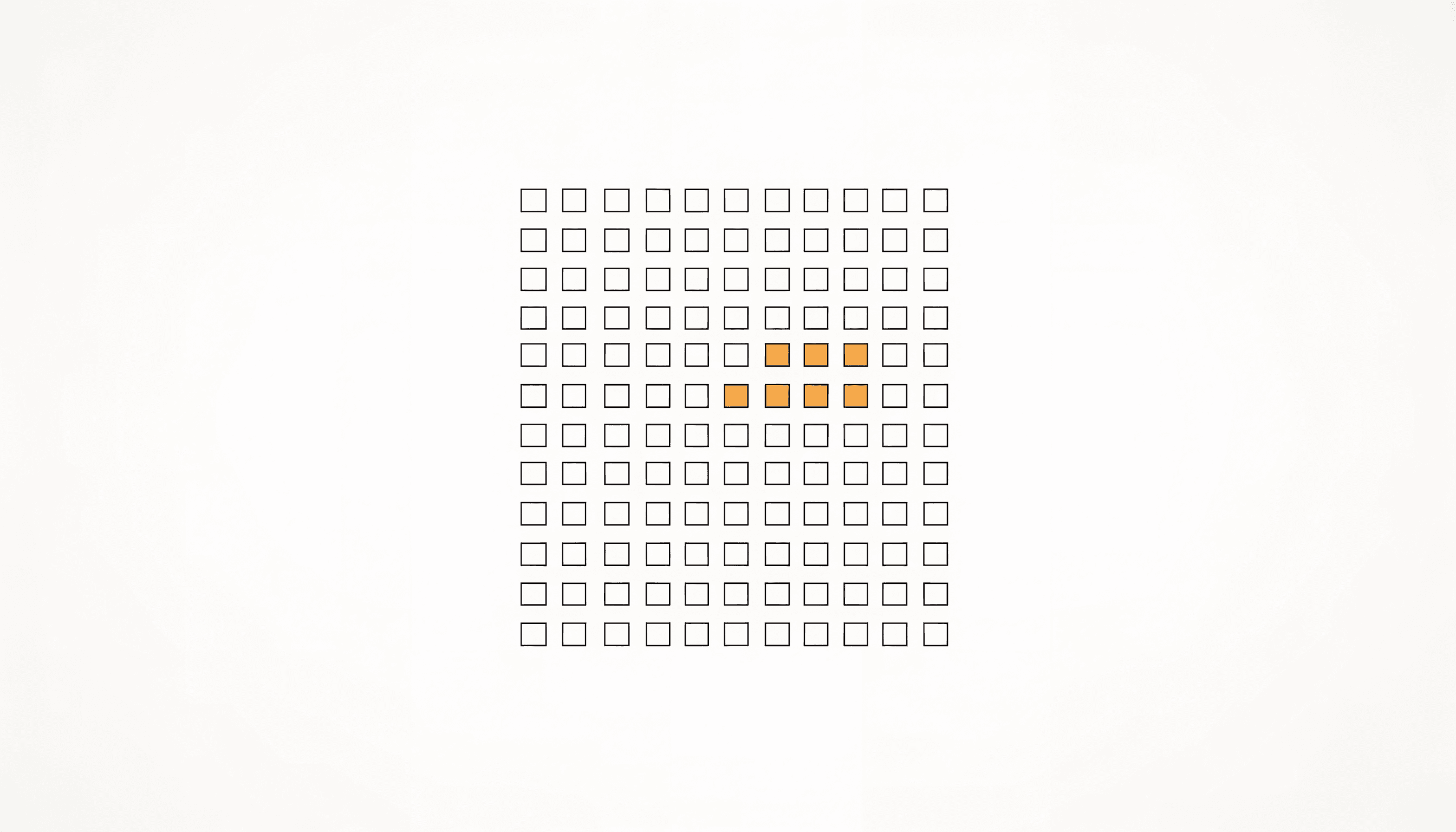 A grid of small squares with four adjacent ones filled yellow.